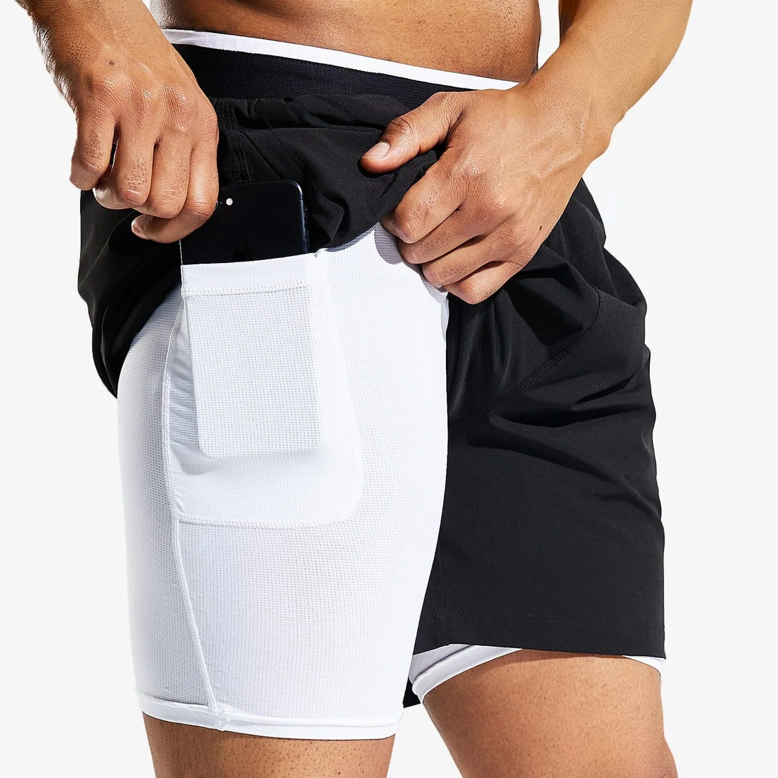 Men's 2 in 1 Running Shorts with Liner 5" Quick Dry Athletic Shorts