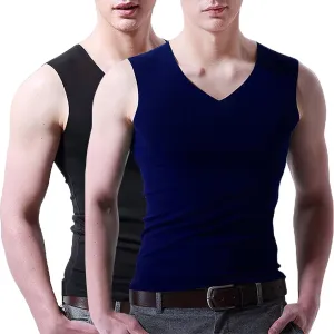Men's 2 Pack Muscle Cut Off Gym Workout Stringer Tank Tops Quick Dry Soft Muscle Bodybuilding Fitness Cotton T-Shirt