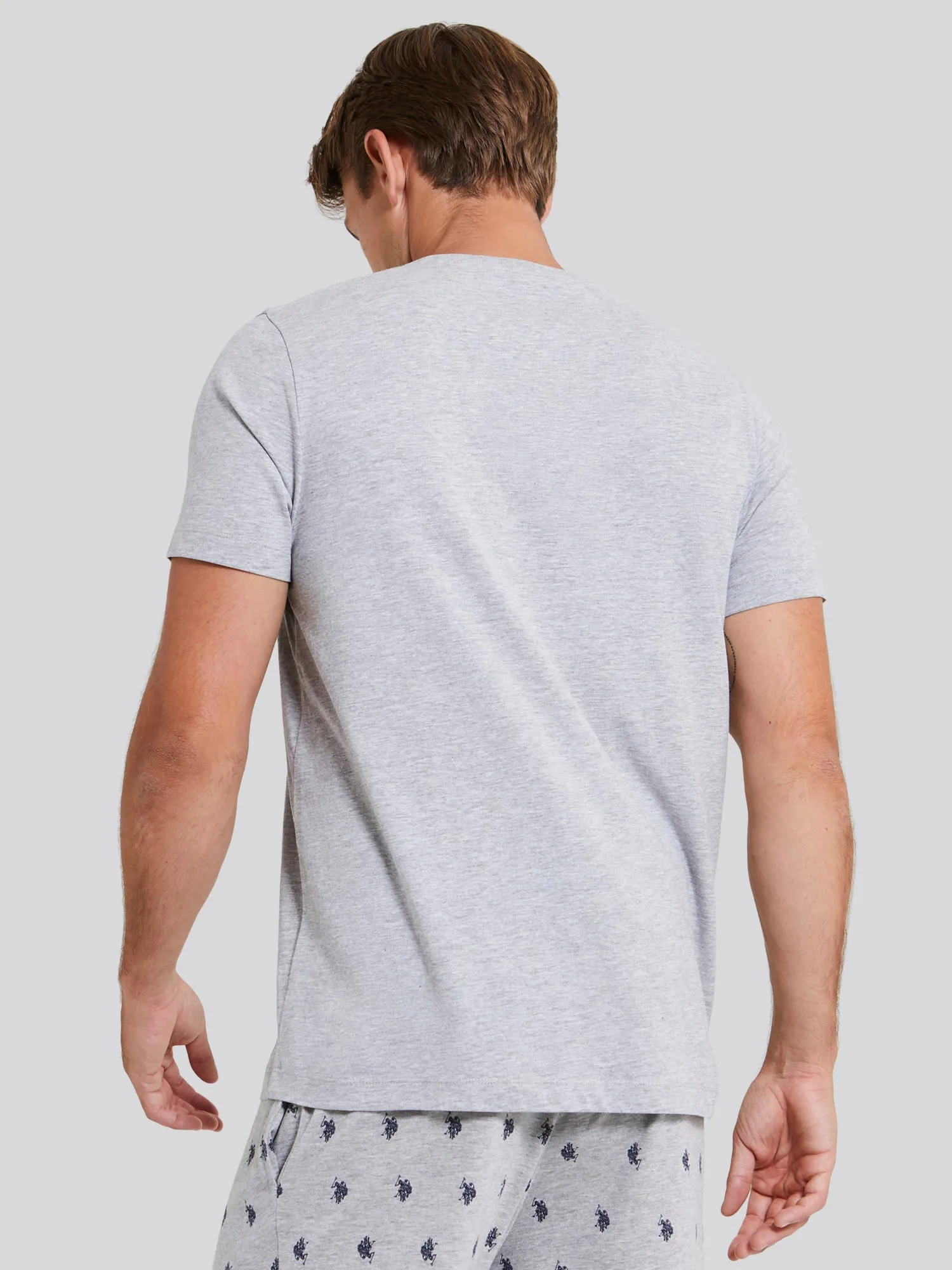 Mens 2 Pack Short Sleeve Lounge T-Shirts in Vintage Grey Heather