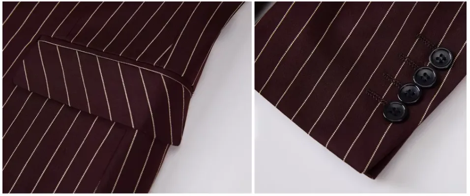 Men's 2 Pc Suit - Men's Vintage Double Breasted Black Red Stripe 2 Pc Suit