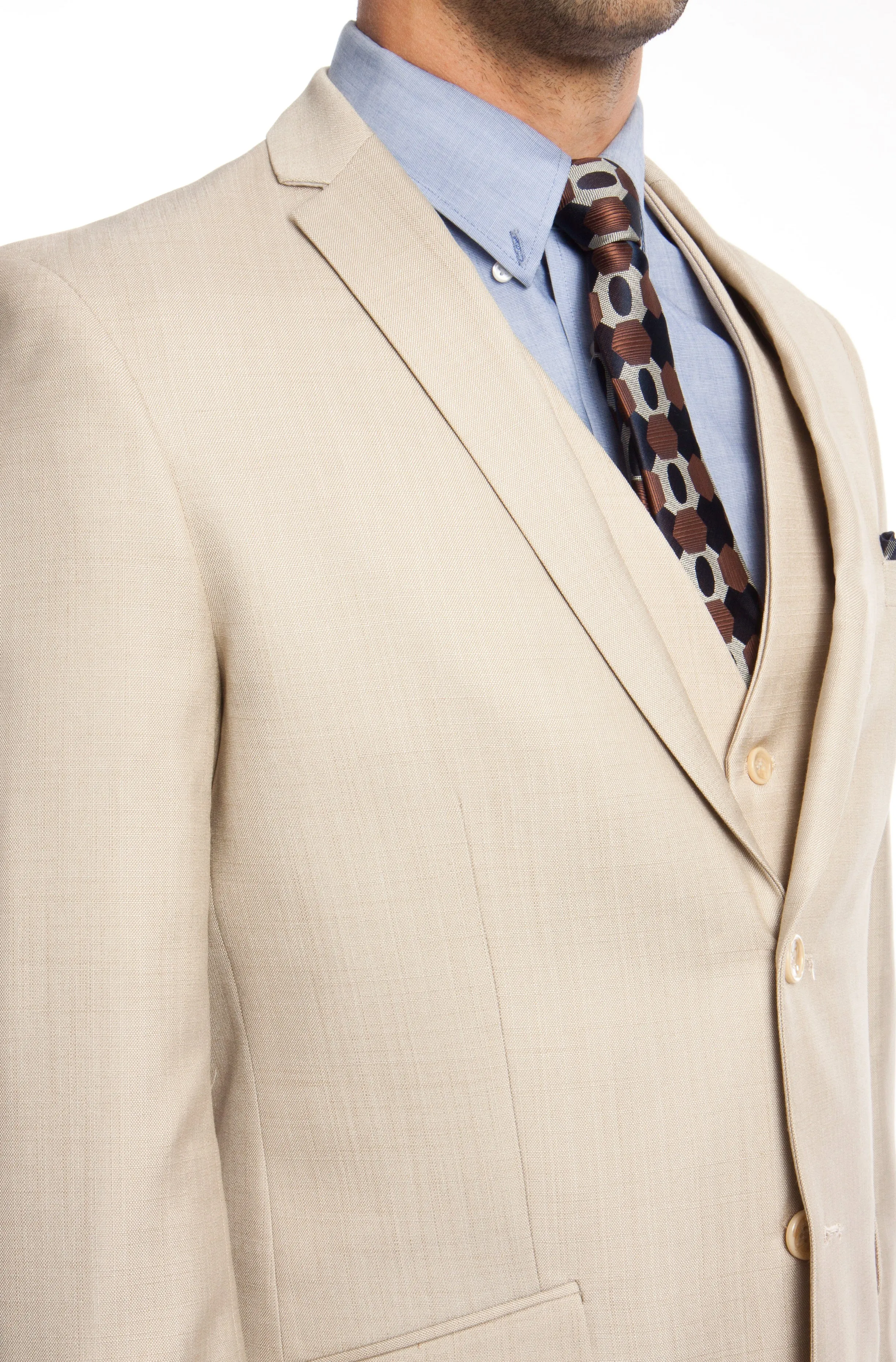 Men's 3pc Solid Suit Slim Fit Flat Front French Model | M250S