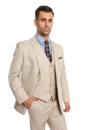 Men's 3pc Solid Suit Slim Fit Flat Front French Model | M250S