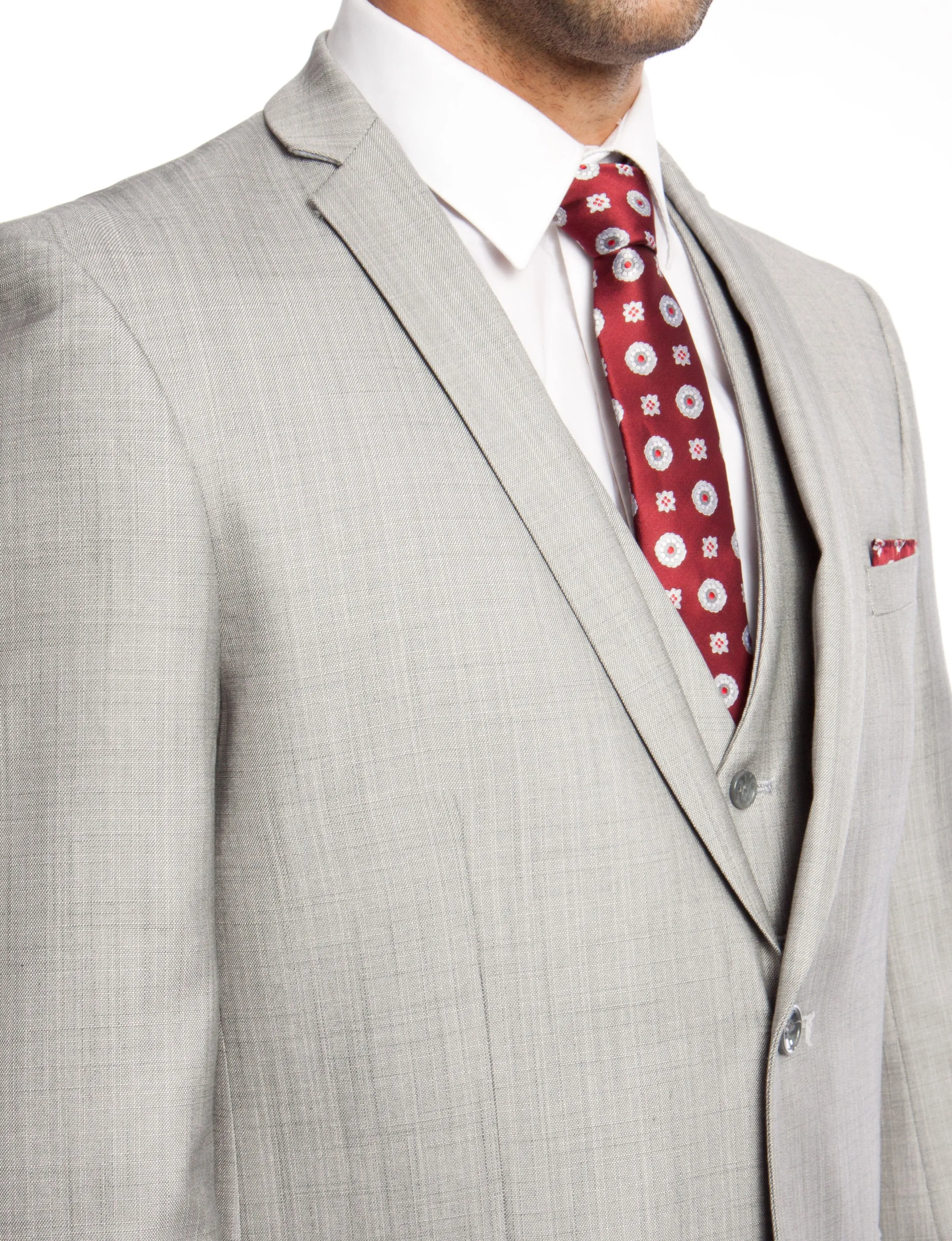 Men's 3pc Solid Suit Slim Fit Flat Front French Model | M250S