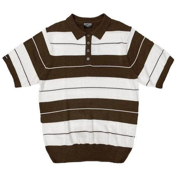 Mens 50's Charlie Brown Striped Shirts Short Sleeve Polo