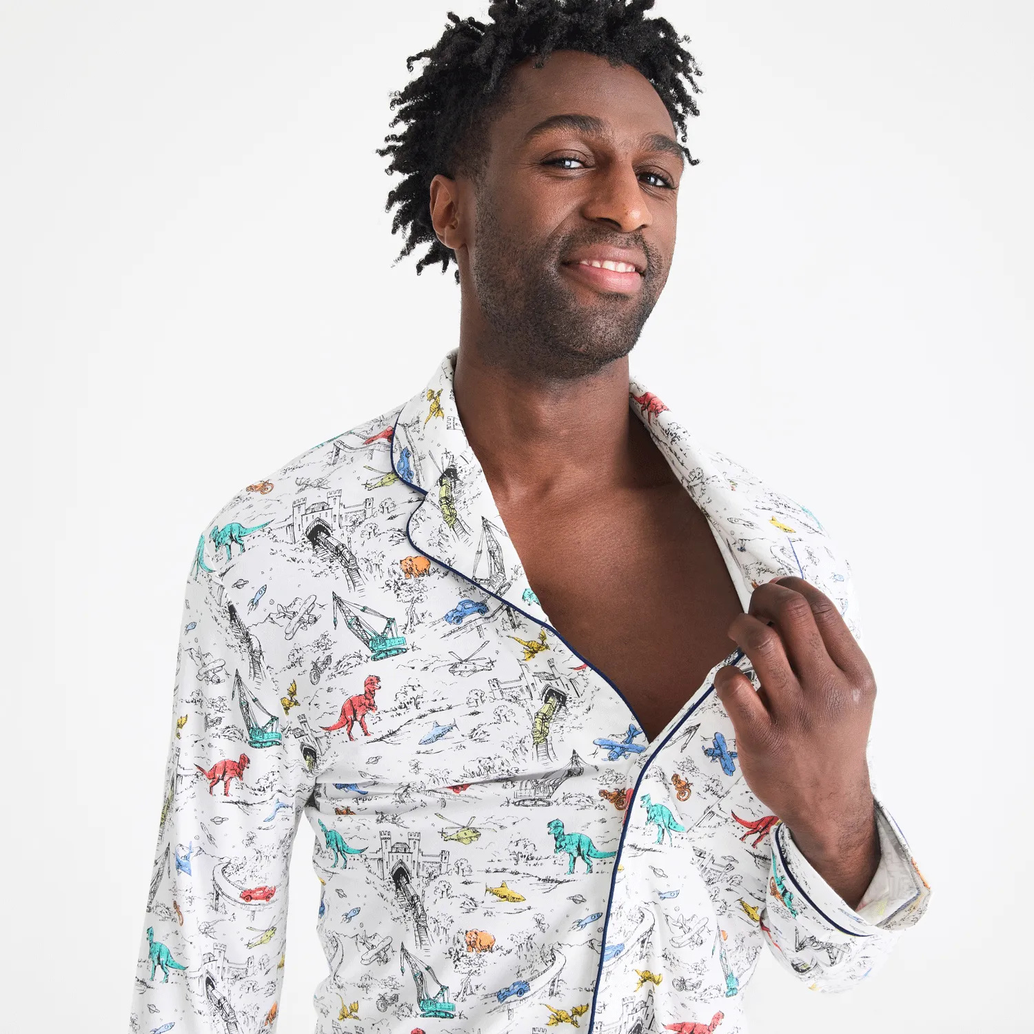 men's adventure quest modal magnetic classic with a twist long sleeve pajama set - re-loved