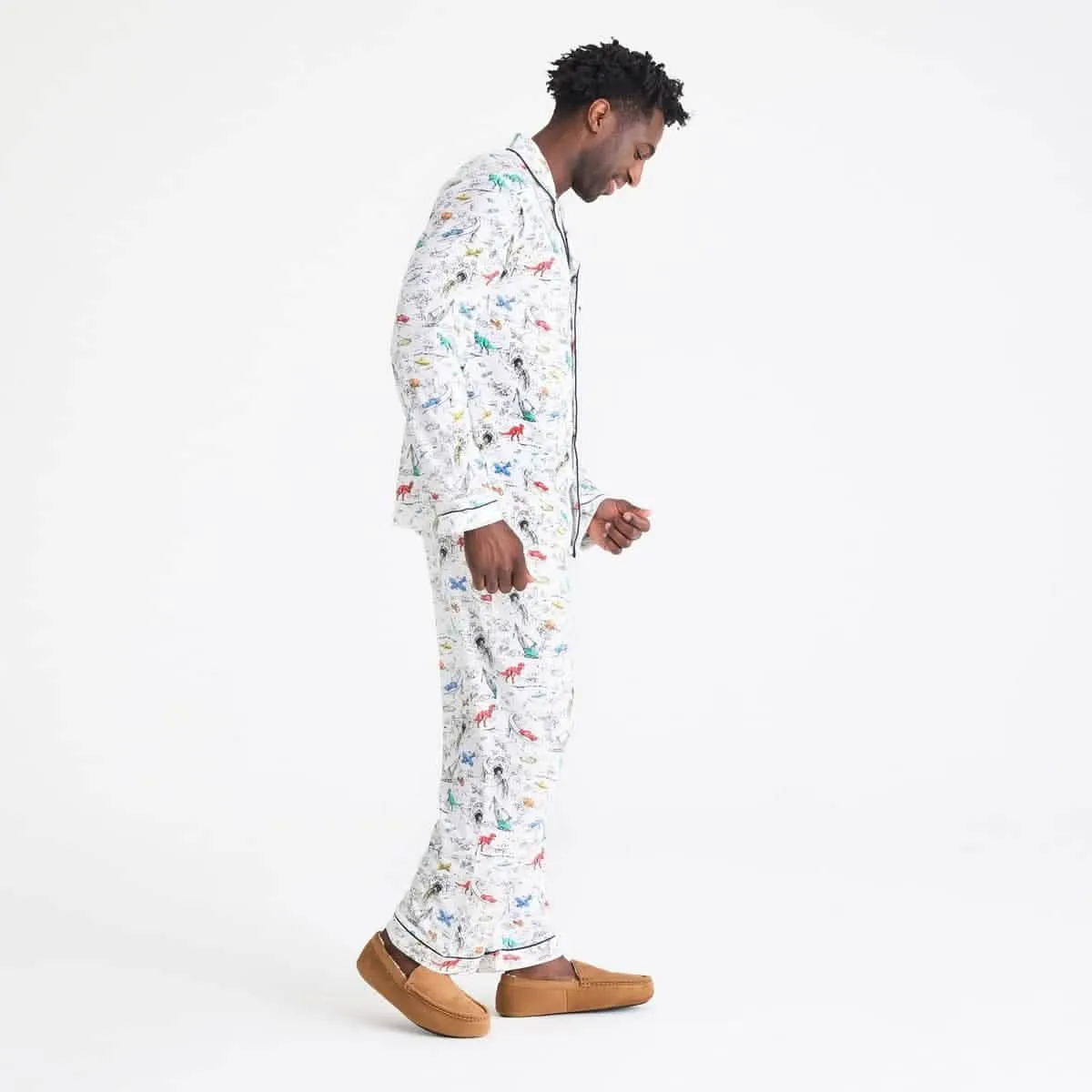 men's adventure quest modal magnetic classic with a twist long sleeve pajama set - re-loved