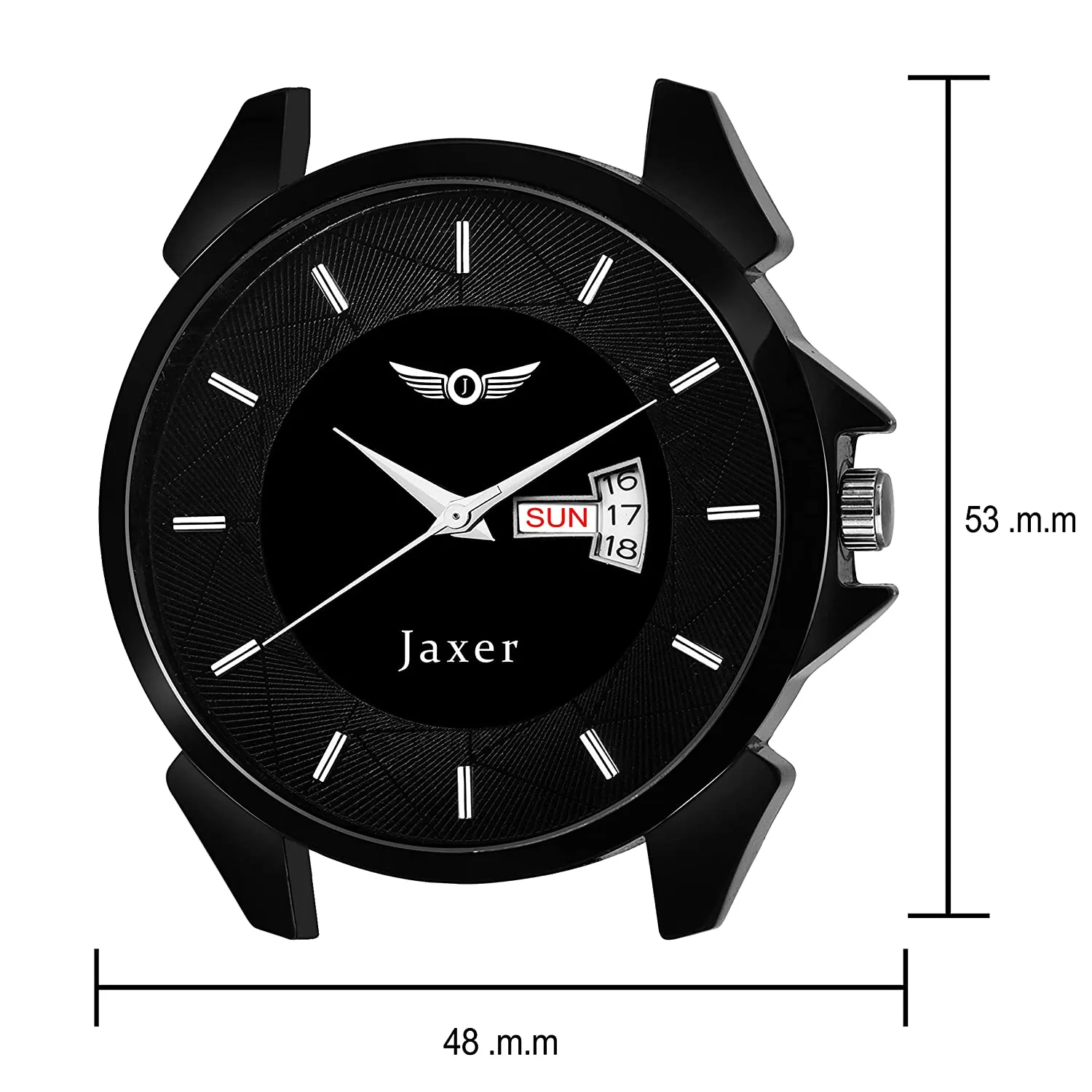 Men's Analog Watch with Black Day & Date Feature Dial and Leather Strap - JXRM2110