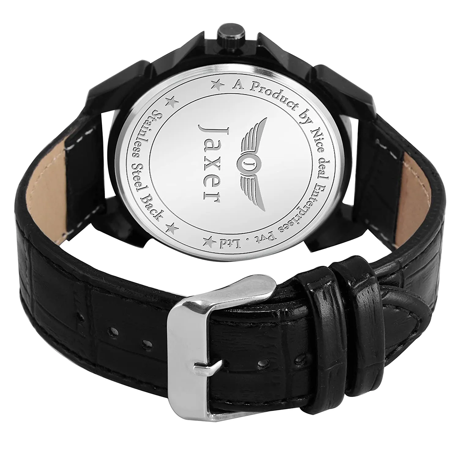 Men's Analog Watch with Black Day & Date Feature Dial and Leather Strap - JXRM2110