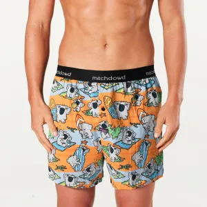 Men's Australiana Cotton Loose Fit Knit Boxer Shorts - Orange