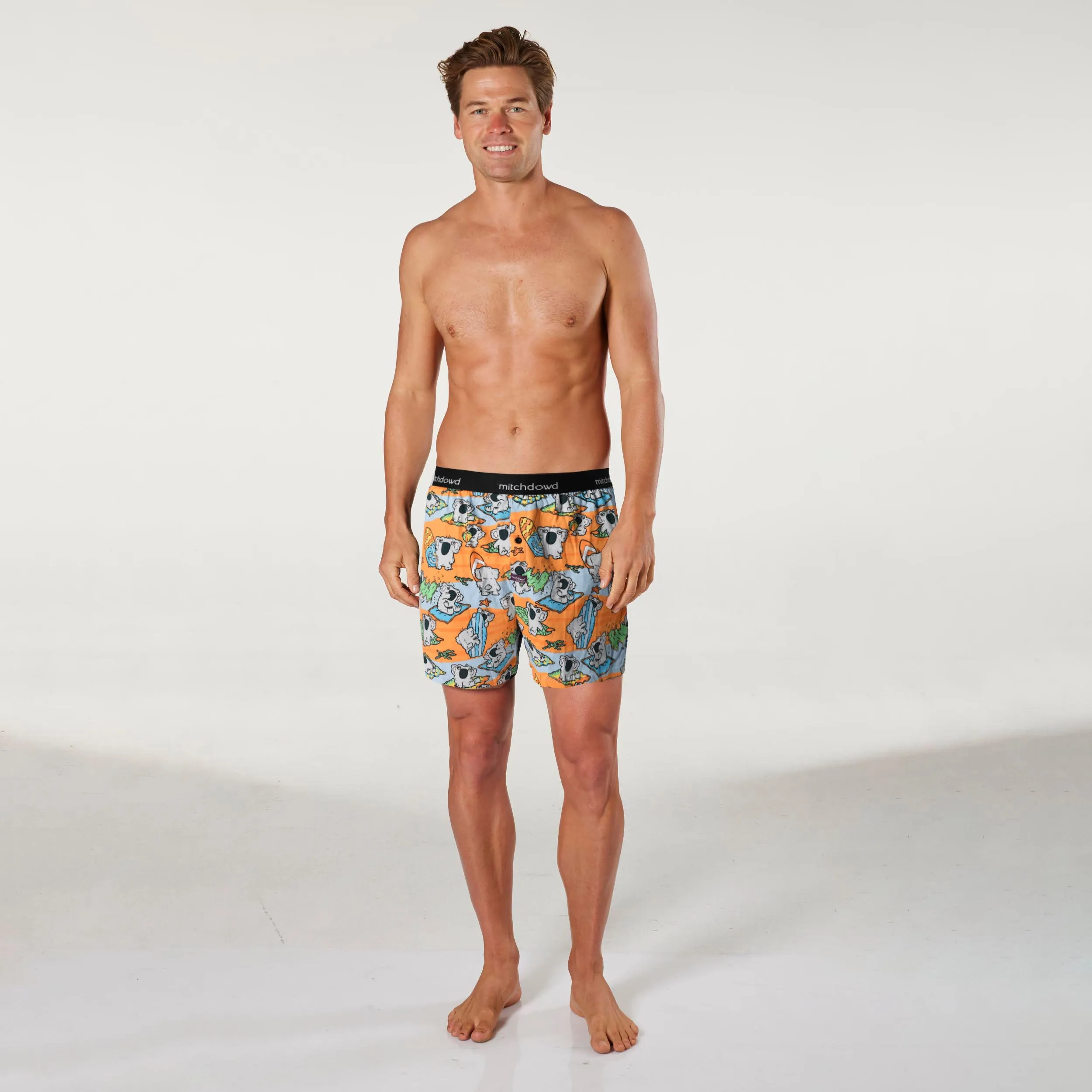 Men's Australiana Cotton Loose Fit Knit Boxer Shorts - Orange