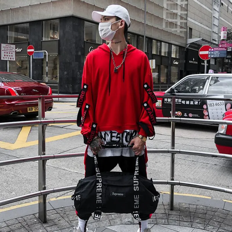 Men's Autumn Hooded Sweatshirt With Ribbons