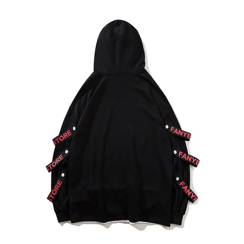 Men's Autumn Hooded Sweatshirt With Ribbons