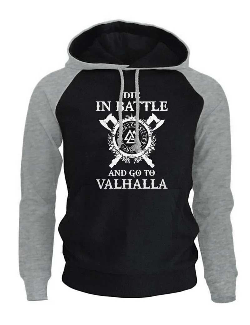 Men's Autumn/Winter Hoodie "Die In Battle And Go To Valhalla"