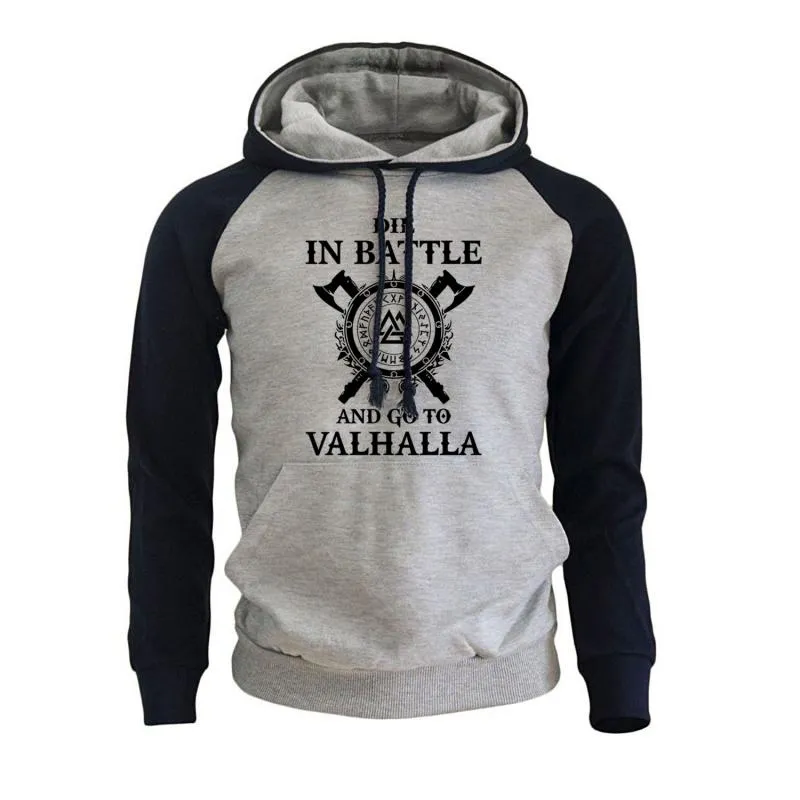 Men's Autumn/Winter Hoodie "Die In Battle And Go To Valhalla"