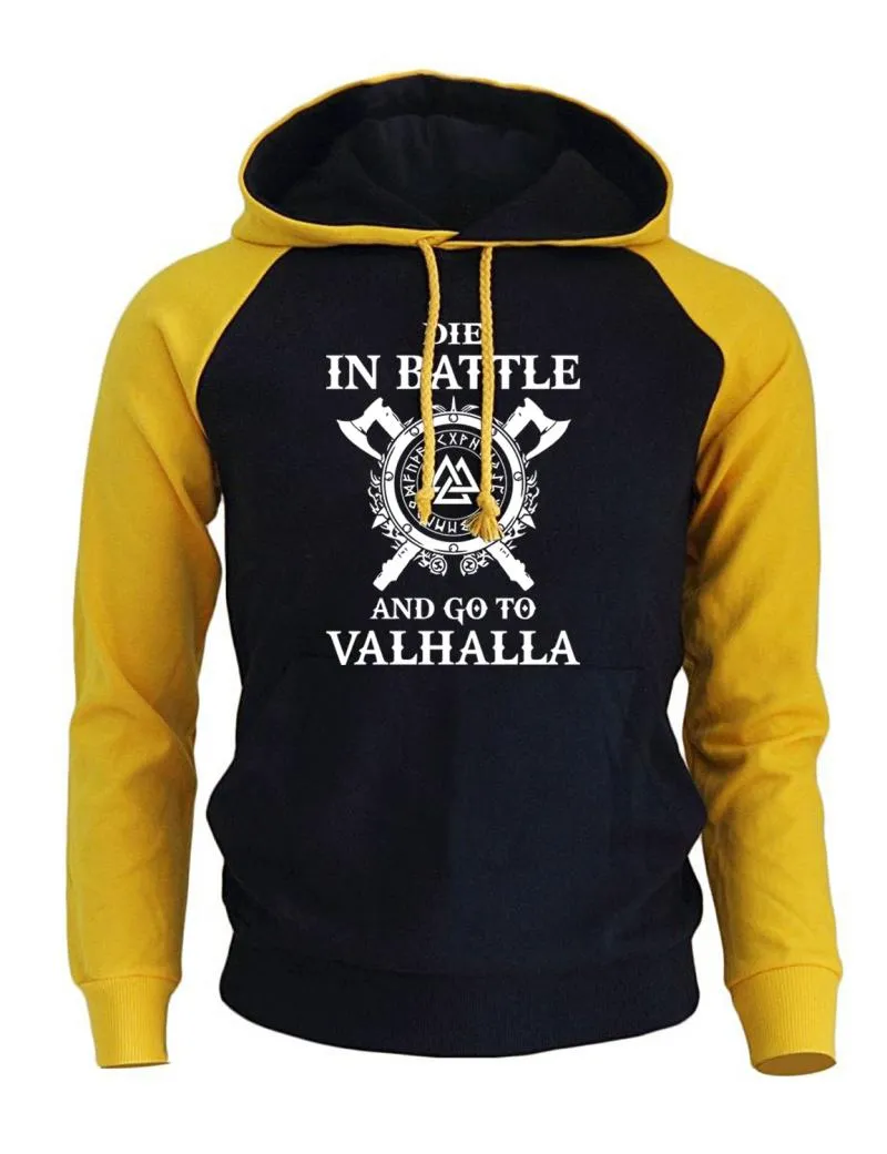 Men's Autumn/Winter Hoodie "Die In Battle And Go To Valhalla"