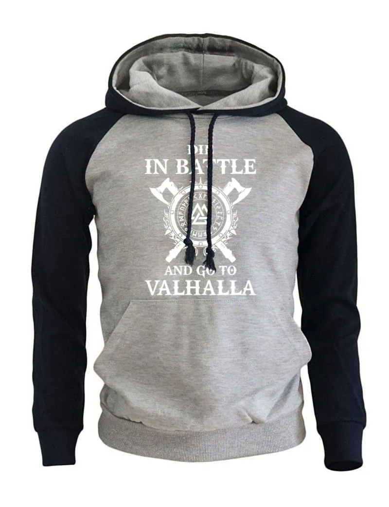 Men's Autumn/Winter Hoodie "Die In Battle And Go To Valhalla"