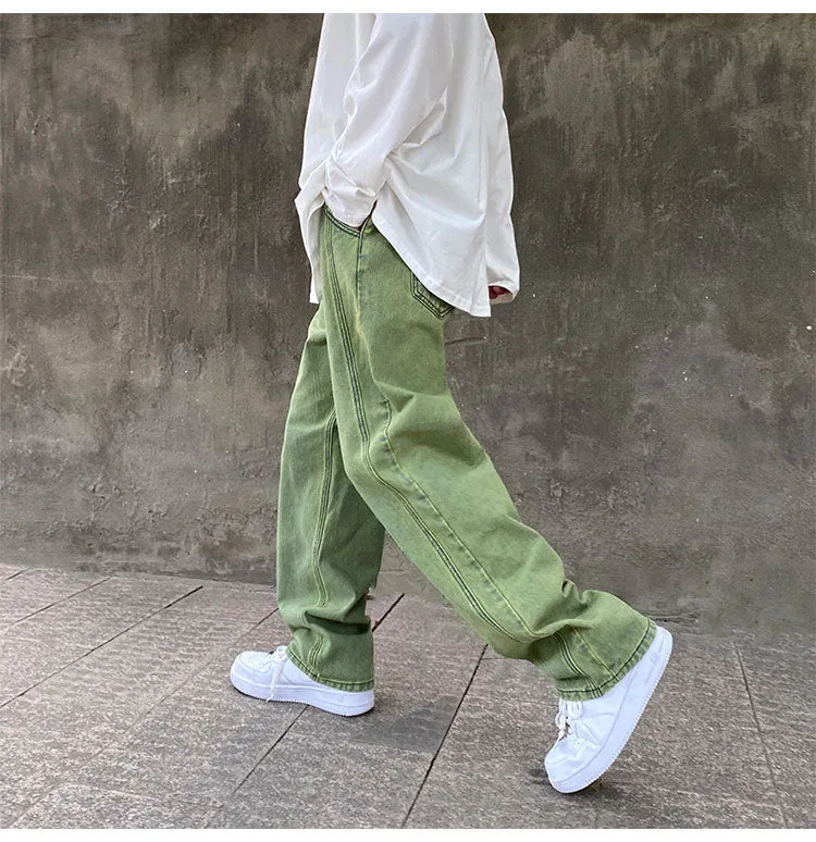 Men's Baggy Straight Leg Green jeans