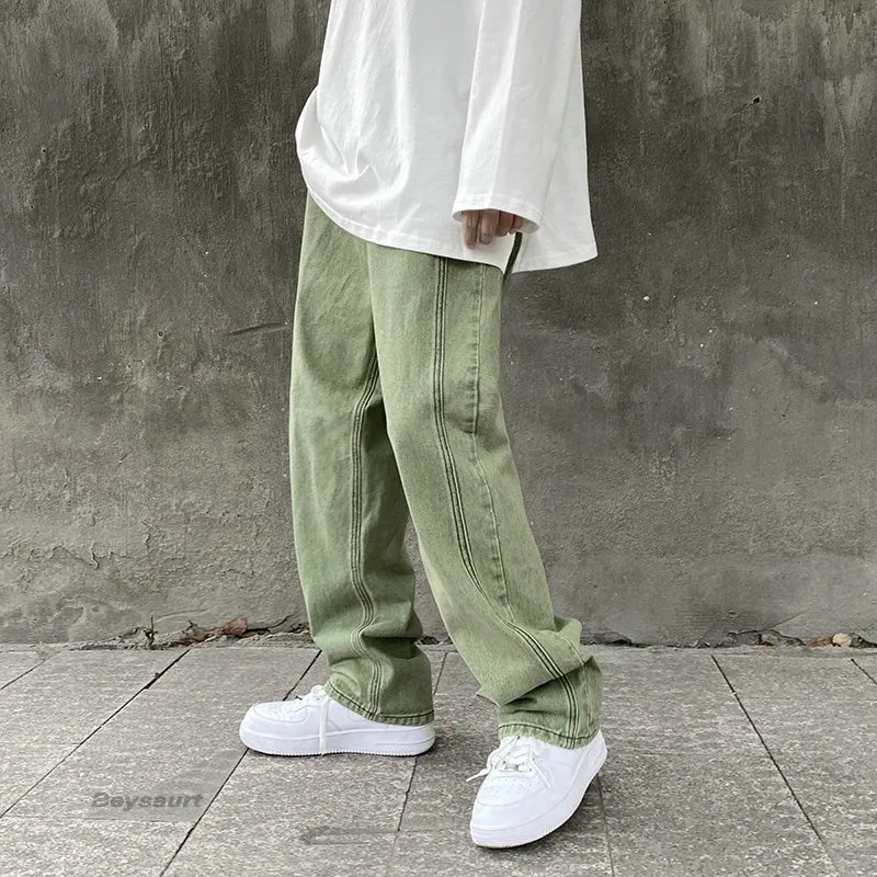 Men's Baggy Straight Leg Green jeans