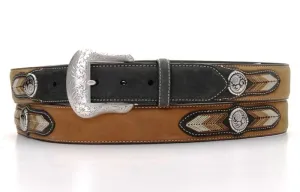 Men's Black & Tan Leather 1-1/2" Belt by Nocona