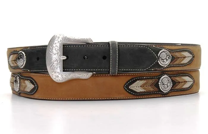 Men's Black & Tan Leather 1-1/2" Belt by Nocona
