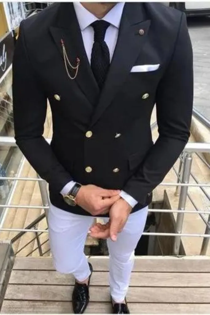 Men's Black Double Breasted Suit Formal Dinner Suit Wedding Suit Party Wear Suit Gift For Him