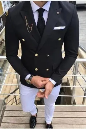 Men's Black Double Breasted Suit Formal Dinner Suit Wedding Suit Party Wear Suit Gift For Him