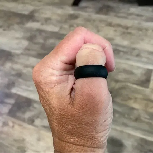 Men's Black Silicone Band Ring