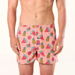 Men's Boozy Fruits Cotton Boxer Shorts - Pink