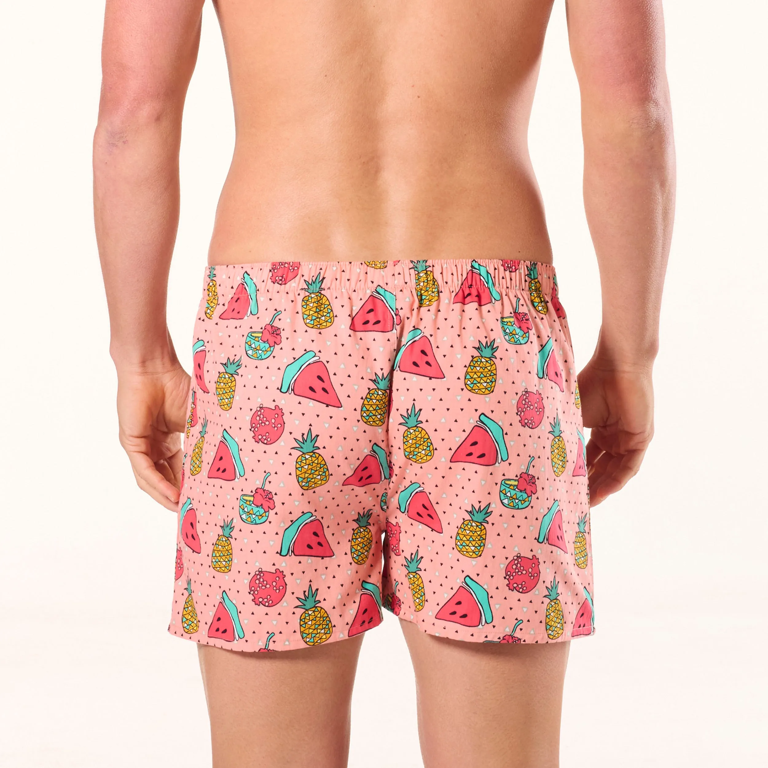 Men's Boozy Fruits Cotton Boxer Shorts - Pink