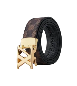 Men’s Brown Belt Genuine Leather Gold Buckle