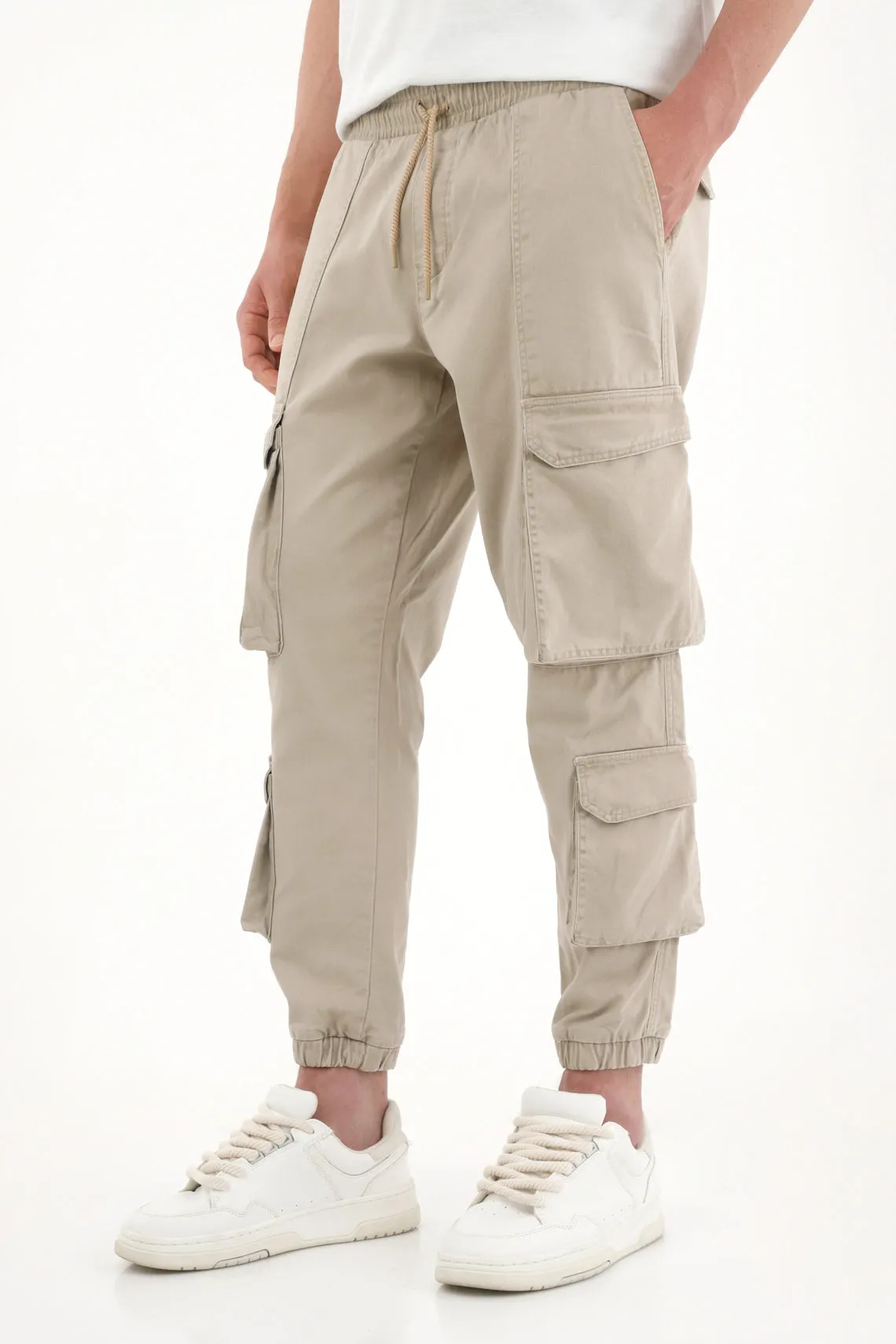 Men's Brown Jogger Pants with Elastic Waistband