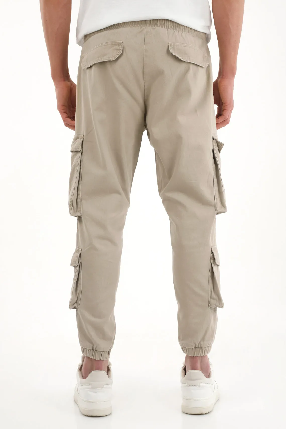 Men's Brown Jogger Pants with Elastic Waistband