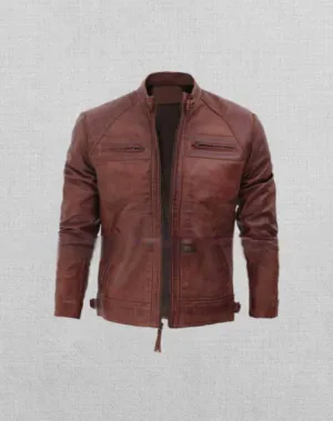 Men's Brown Motorcycle Leather Jacket