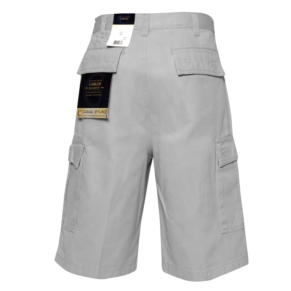 Men's Cargo Pocket Shorts Cotton 11" Relaxed Fit - Olive Khaki Navy Black Grey