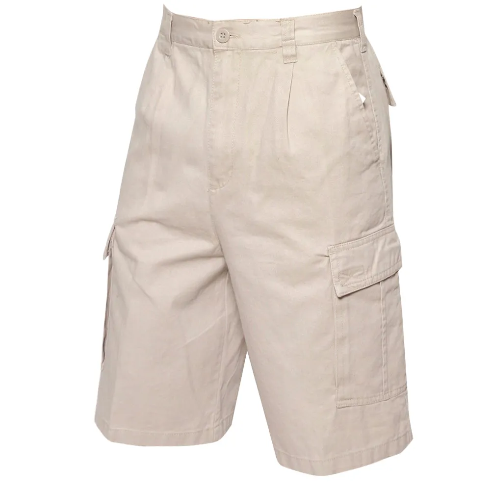 Men's Cargo Pocket Shorts Cotton 11" Relaxed Fit - Olive Khaki Navy Black Grey