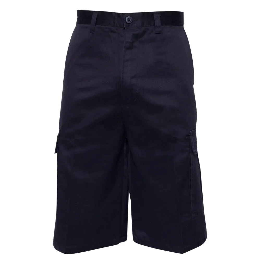 Men's Cargo Pocket Shorts Cotton 11" Relaxed Fit - Olive Khaki Navy Black Grey