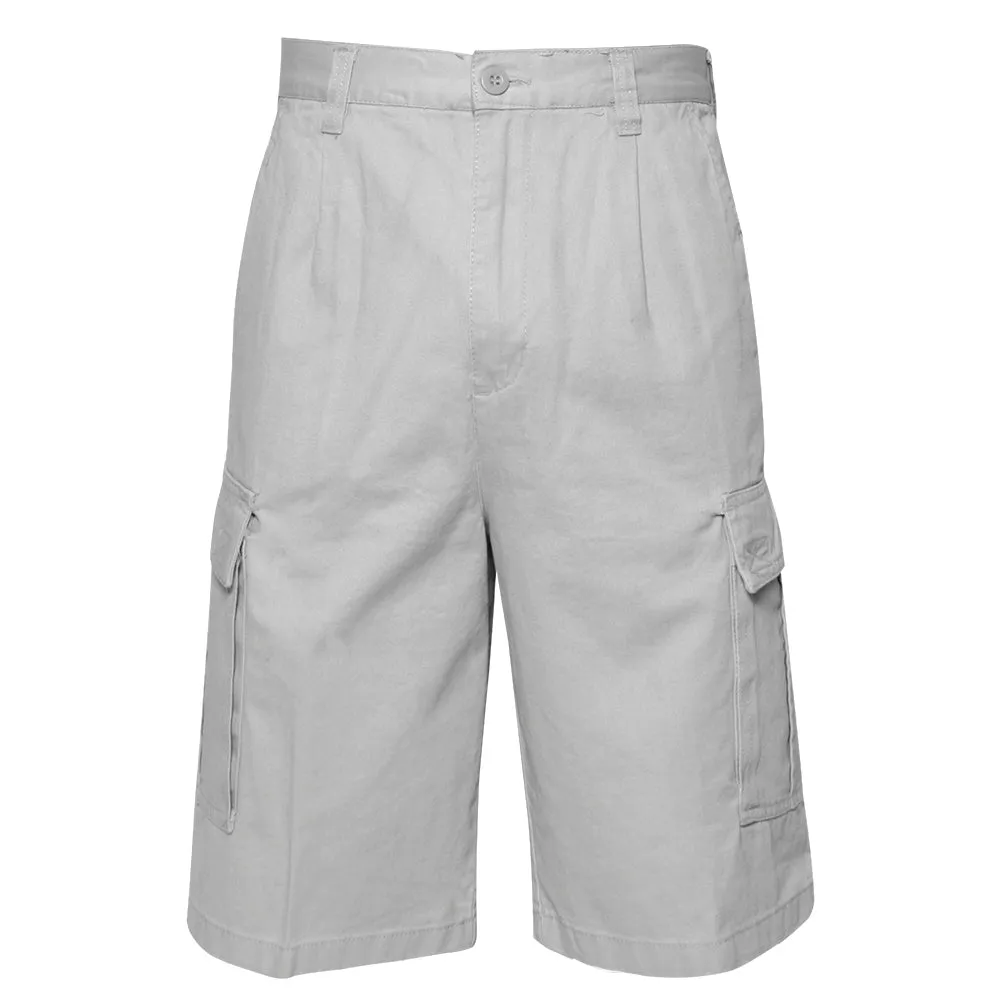 Men's Cargo Pocket Shorts Cotton 11" Relaxed Fit - Olive Khaki Navy Black Grey