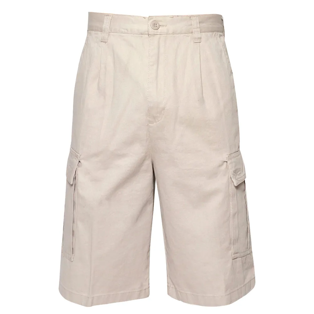Men's Cargo Pocket Shorts Cotton 11" Relaxed Fit - Olive Khaki Navy Black Grey