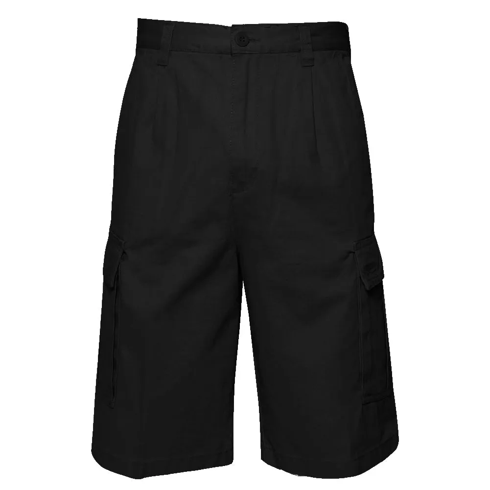 Men's Cargo Pocket Shorts Cotton 11" Relaxed Fit - Olive Khaki Navy Black Grey