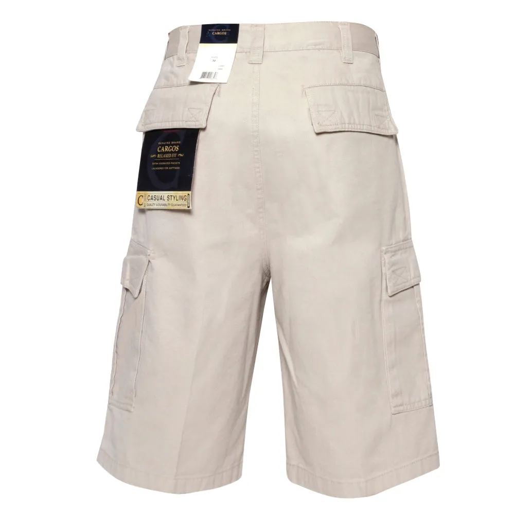Men's Cargo Pocket Shorts Cotton 11" Relaxed Fit - Olive Khaki Navy Black Grey