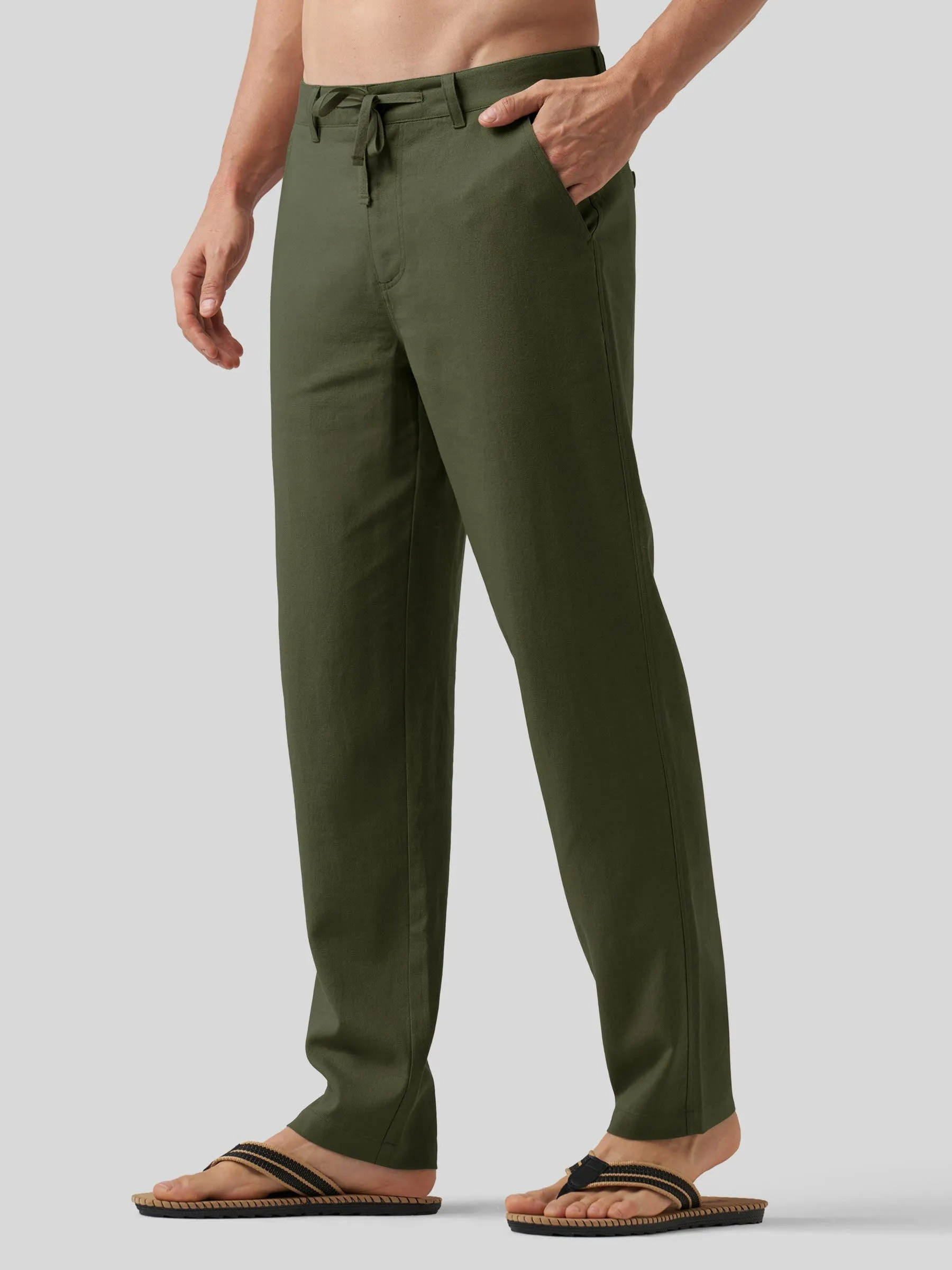 Men's Casual Cotton Linen Pants 32 Inch