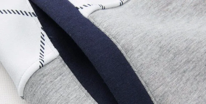 Men's Casual Fashion Plaid Slim Hooded Sweatshirt