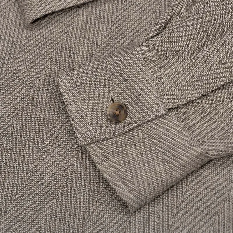 Men's Casual Lapel Herringbone Long-sleeved POLO Shirt 41244337F