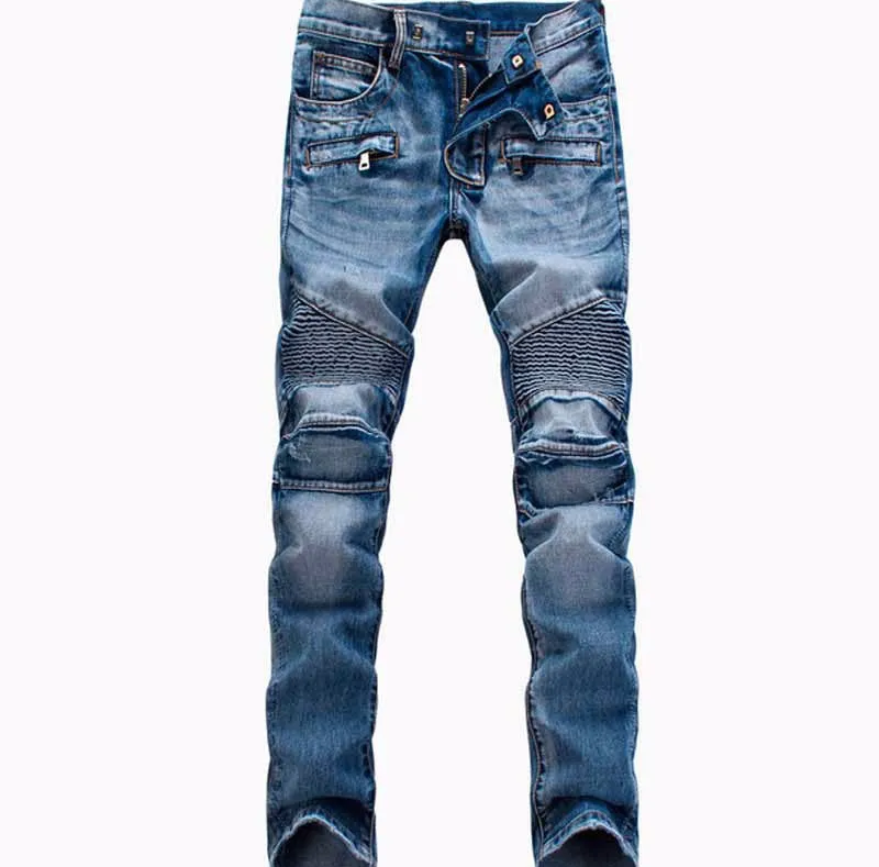 Men's Casual Ripped Biker Jeans
