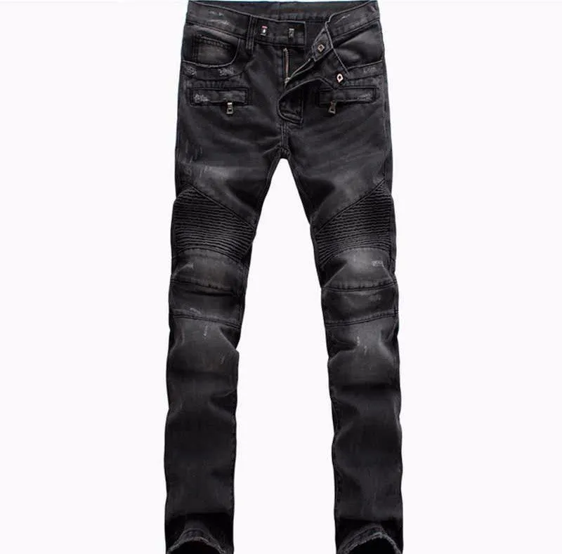 Men's Casual Ripped Biker Jeans