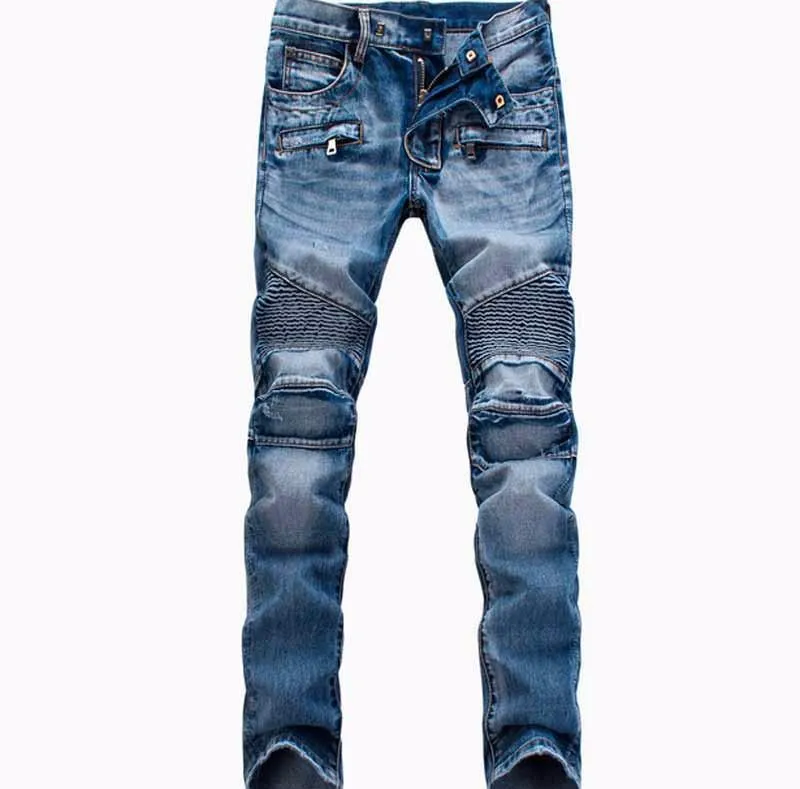 Men's Casual Ripped Biker Jeans