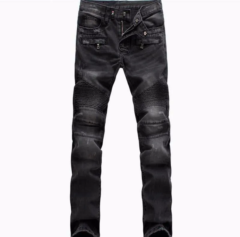 Men's Casual Ripped Biker Jeans