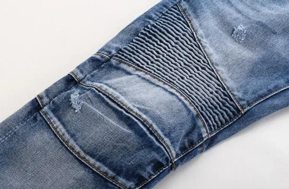 Men's Casual Ripped Biker Jeans