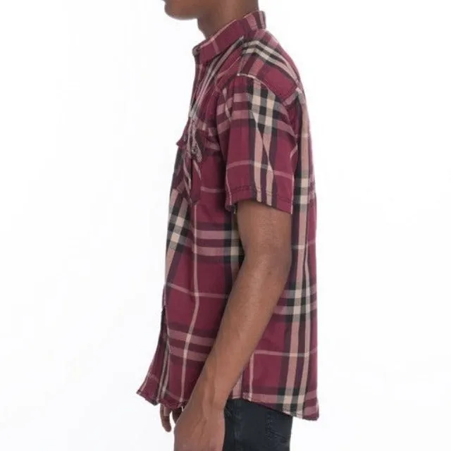 Men's Casual Short Sleeve Checker Shirts