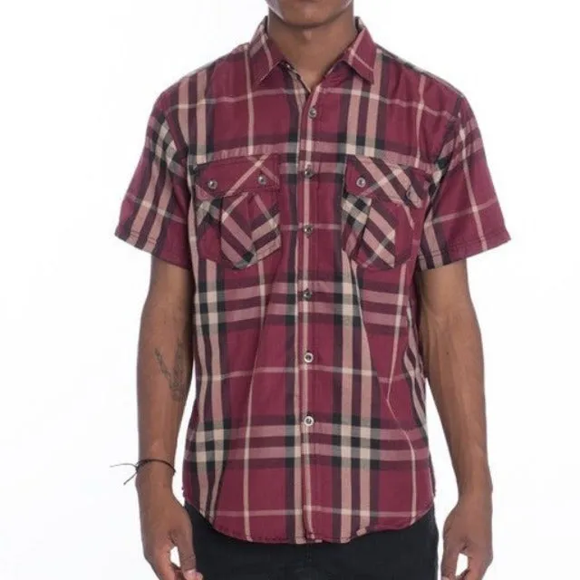 Men's Casual Short Sleeve Checker Shirts
